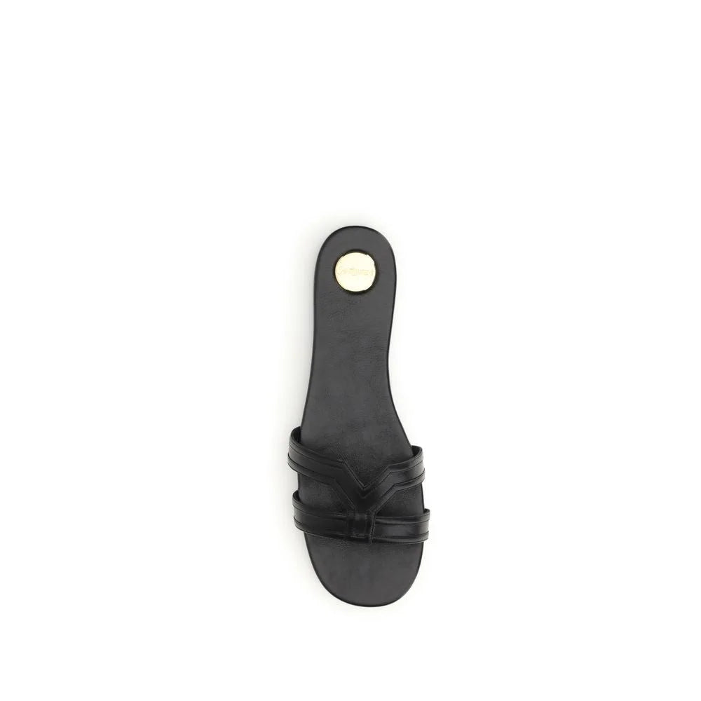 Sandales en cuir de veau noir Bos Taurus Saint Laurent