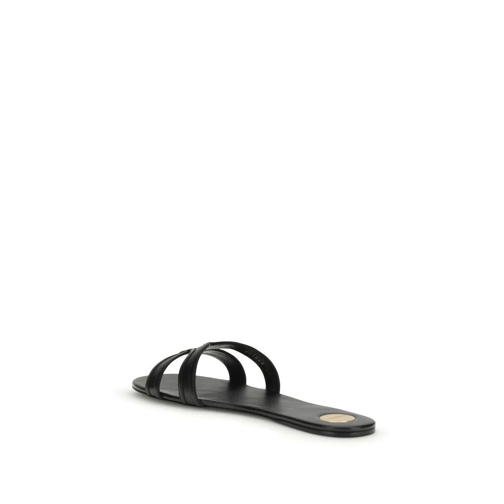 Sandales en cuir de veau noir Bos Taurus Saint Laurent