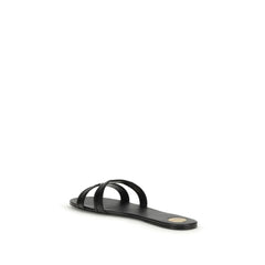 Sandales en cuir de veau noir Bos Taurus Saint Laurent