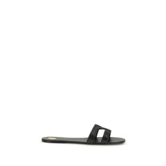 Sandales en cuir de veau noir Bos Taurus Saint Laurent