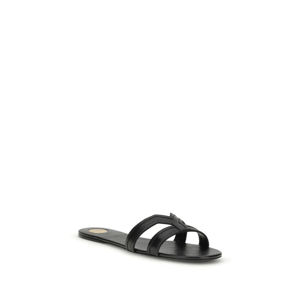 Sandales en cuir de veau noir Bos Taurus Saint Laurent