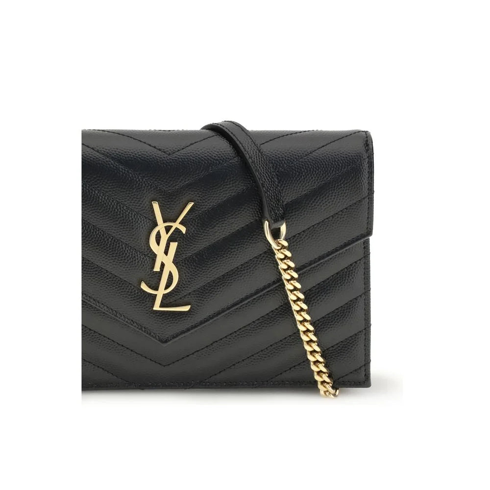 Borsa a spalla Saint Laurent in vitello nero Bos Taurus