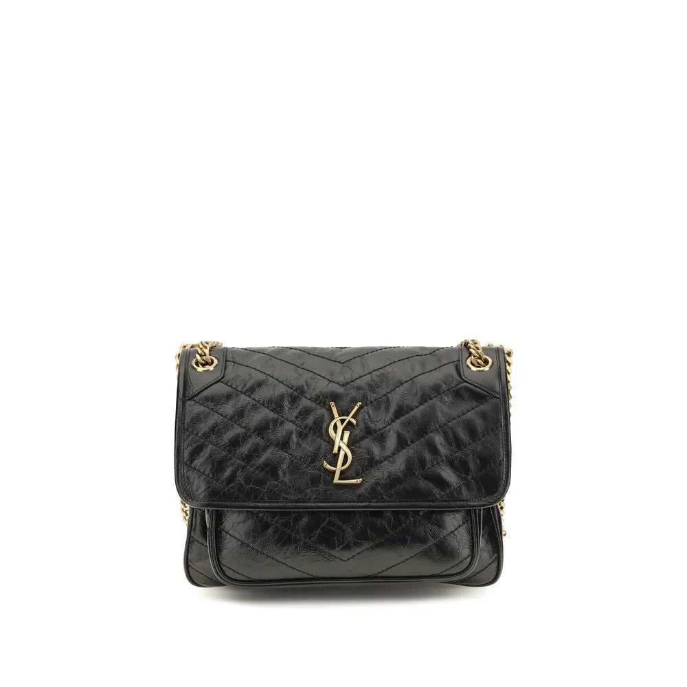 תיק כתף מעור פרה שחור של Saint Laurent