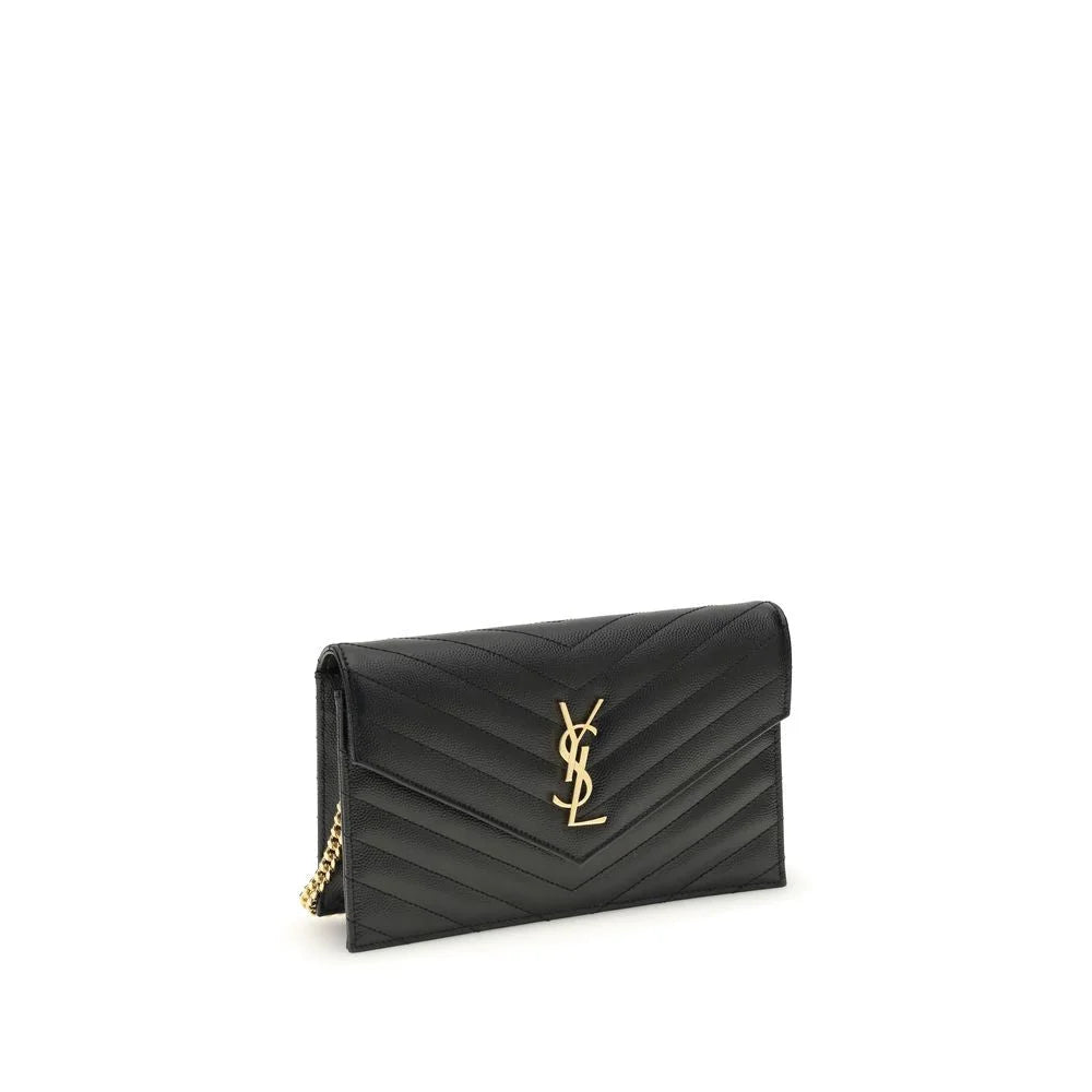 Borsa a spalla Saint Laurent in vitello nero Bos Taurus