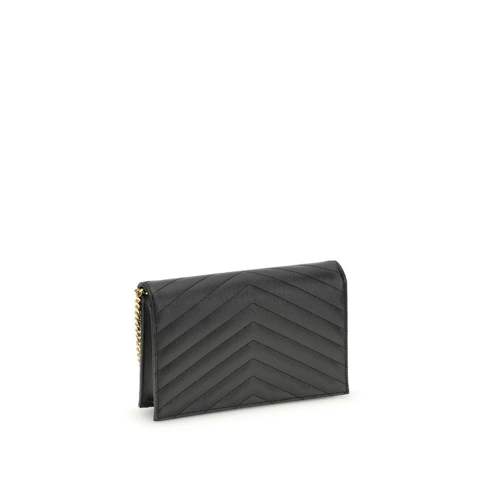 Borsa a spalla Saint Laurent in vitello nero Bos Taurus