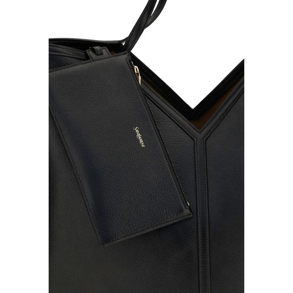 Saint Laurent Čierna kabelka z telečej kůže Bos Taurus