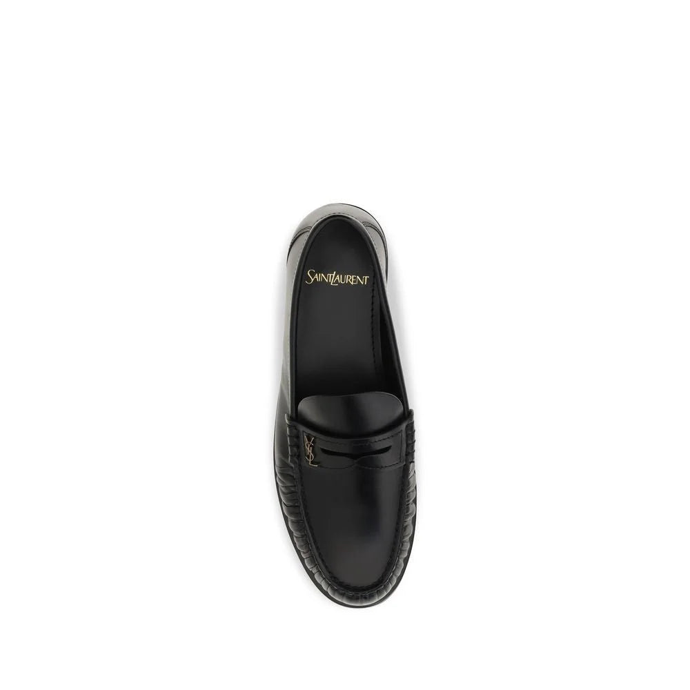 Saint Laurent Black Calf Leather Bos Taurus Slip-On Loafers - EU37.5/US7.5