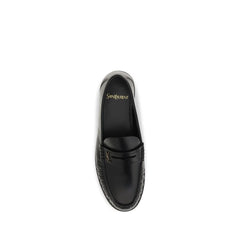 Saint Laurent Black Calf Leather Bos Taurus Slip-On Loafers - EU37.5/US7.5