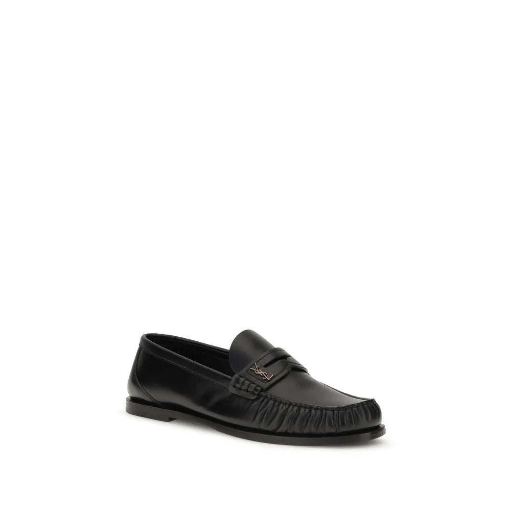 Saint Laurent Black Calf Leather Bos Taurus Slip-On Loafers - EU37.5/US7.5