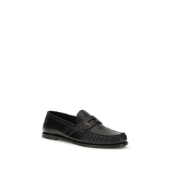Saint Laurent Black Calf Leather Bos Taurus Slip-On Loafers - EU37.5/US7.5