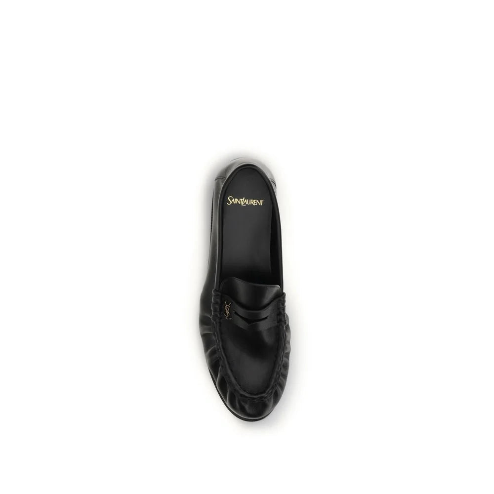 Saint Laurent Black Calf Leather Bos Taurus Slip-On Loafers - EU42.5/US9.5