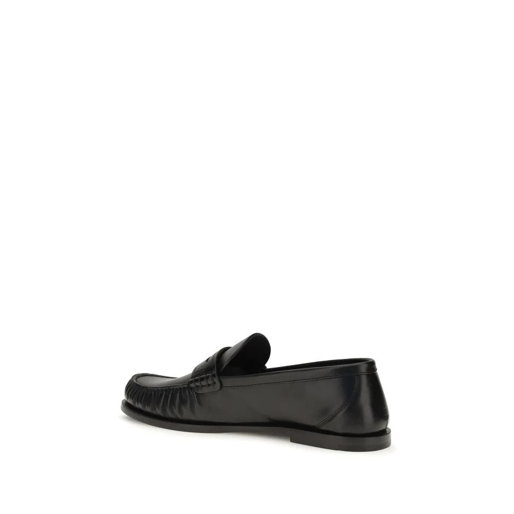 Saint Laurent Black Calf Leather Bos Taurus Slip-On Loafers - EU37.5/US7.5