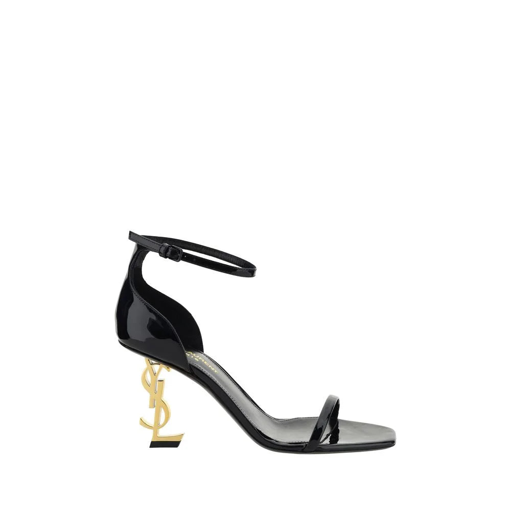 Saint Laurent Black Calf Leather Bos Taurus Stiletto Heel Sandals