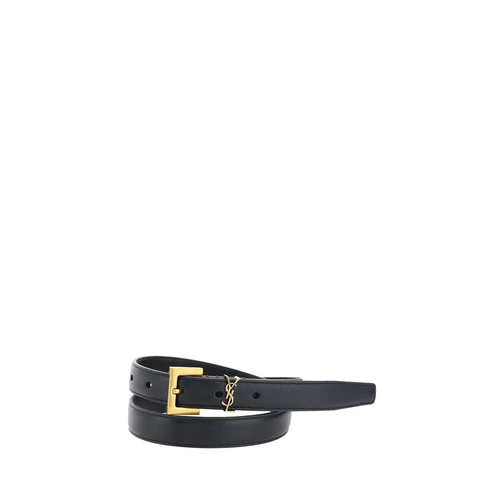 Cintura sottile Saint Laurent nera in pelle di vitello - 80 cm / 32 pollici