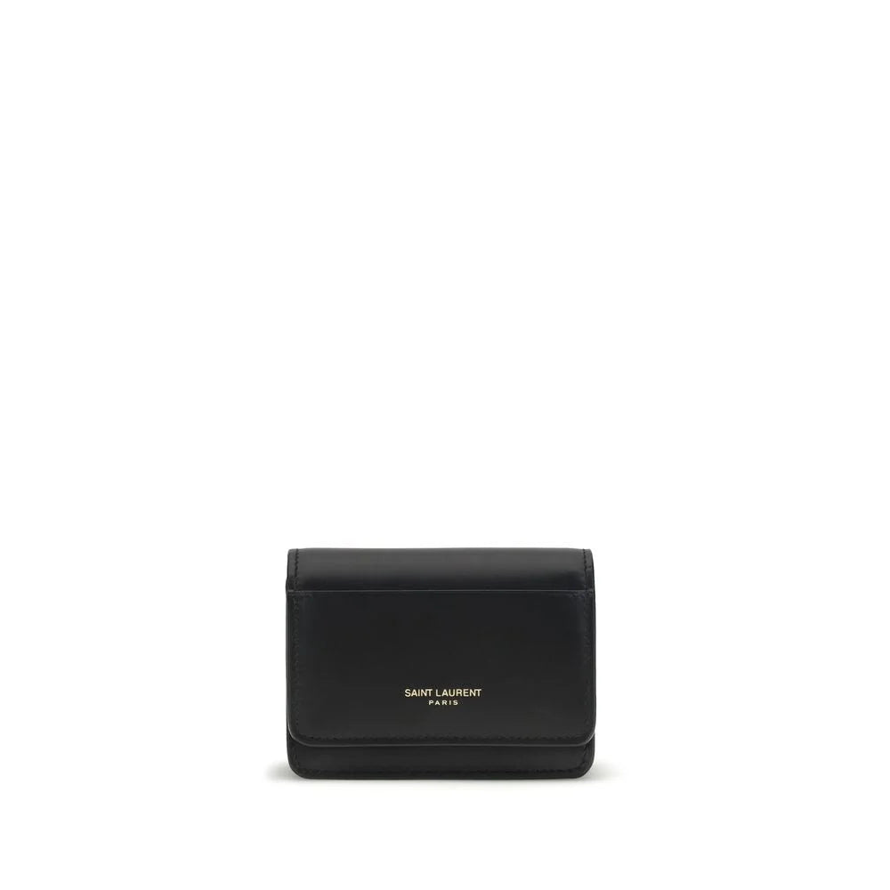 Portefeuille Saint Laurent en cuir de veau noir Bos Taurus