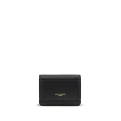 Portefeuille Saint Laurent en cuir de veau noir Bos Taurus