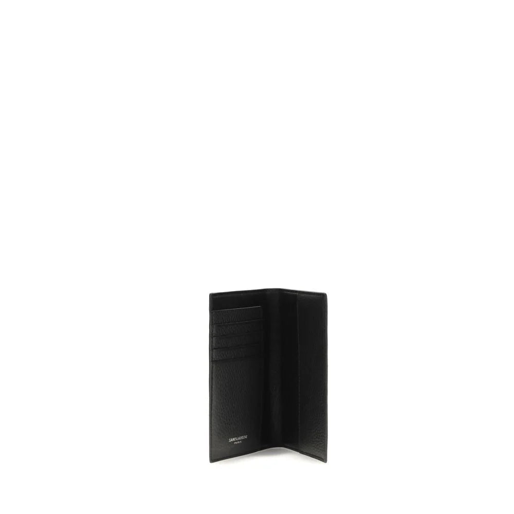 Saint Laurent שחור עור עגל Bos Taurus ארנק