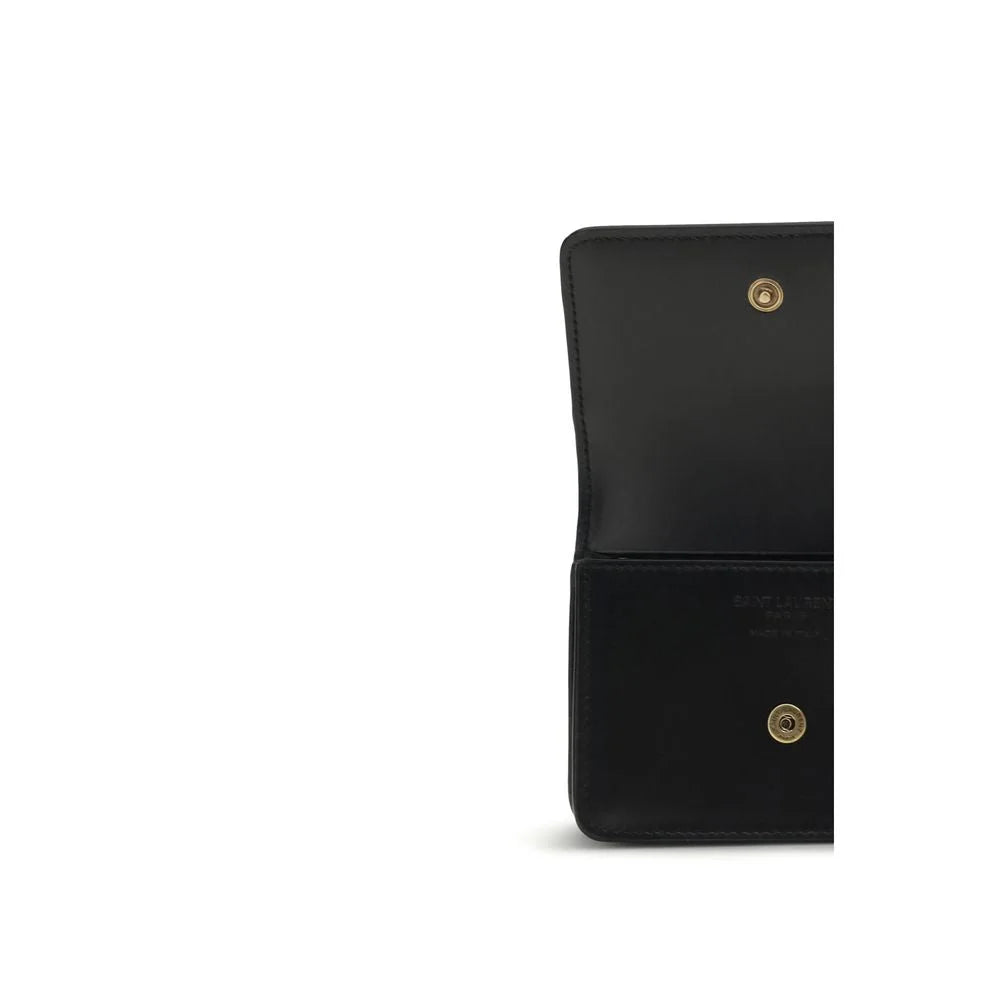 Portefeuille Saint Laurent en cuir de veau noir Bos Taurus
