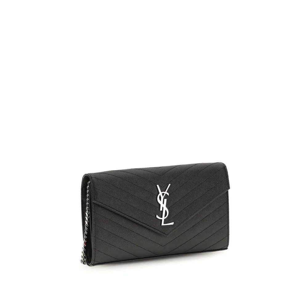 Saint Laurent Svarta Kalvskinn Bos Taurus Plånbok