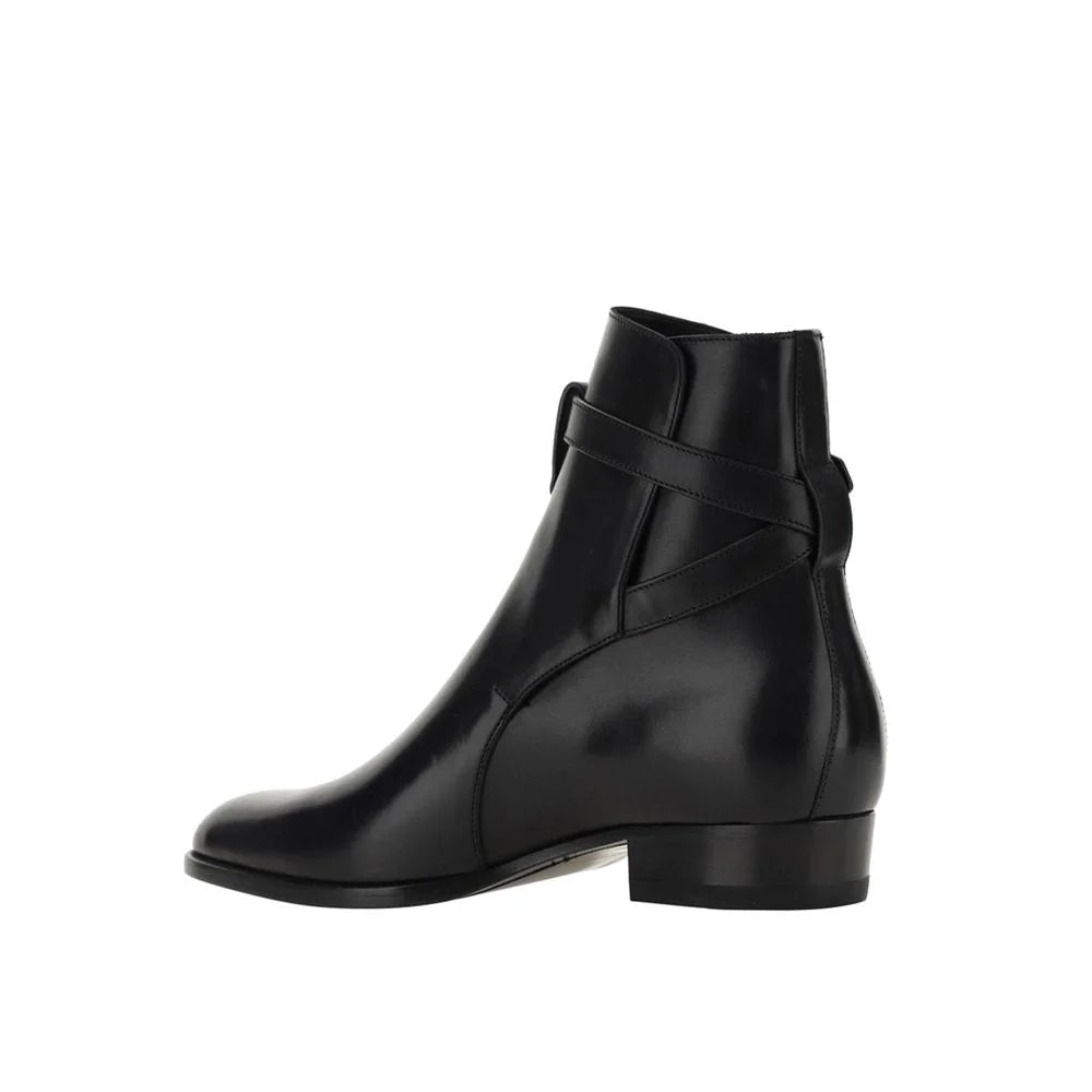 Saint Laurent Black Calfskin Ankle Boots - EU39.5/US6.5