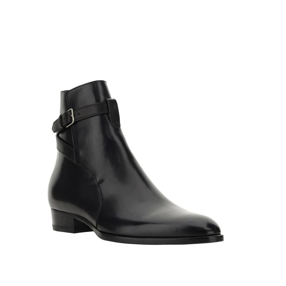 Saint Laurent Black Calfskin Ankle Boots - EU39.5/US6.5