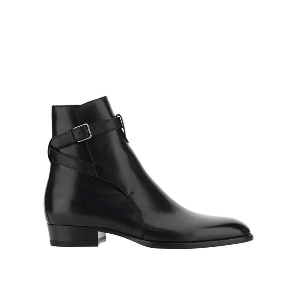 Saint Laurent Black Calfskin Ankle Boots - EU39.5/US6.5