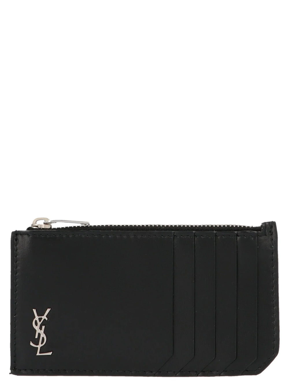 Porta-cartões em couro preto Saint Laurent