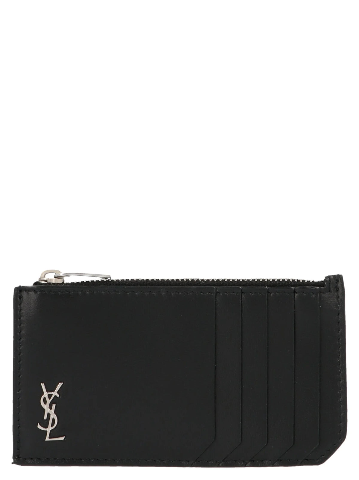 Porta-cartões em couro preto Saint Laurent