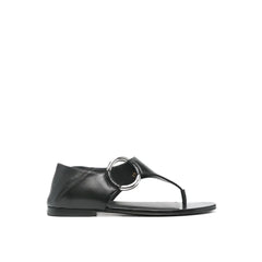 Saint Laurent Black Calfskin Flat Sandals - EU37.5/US7.5