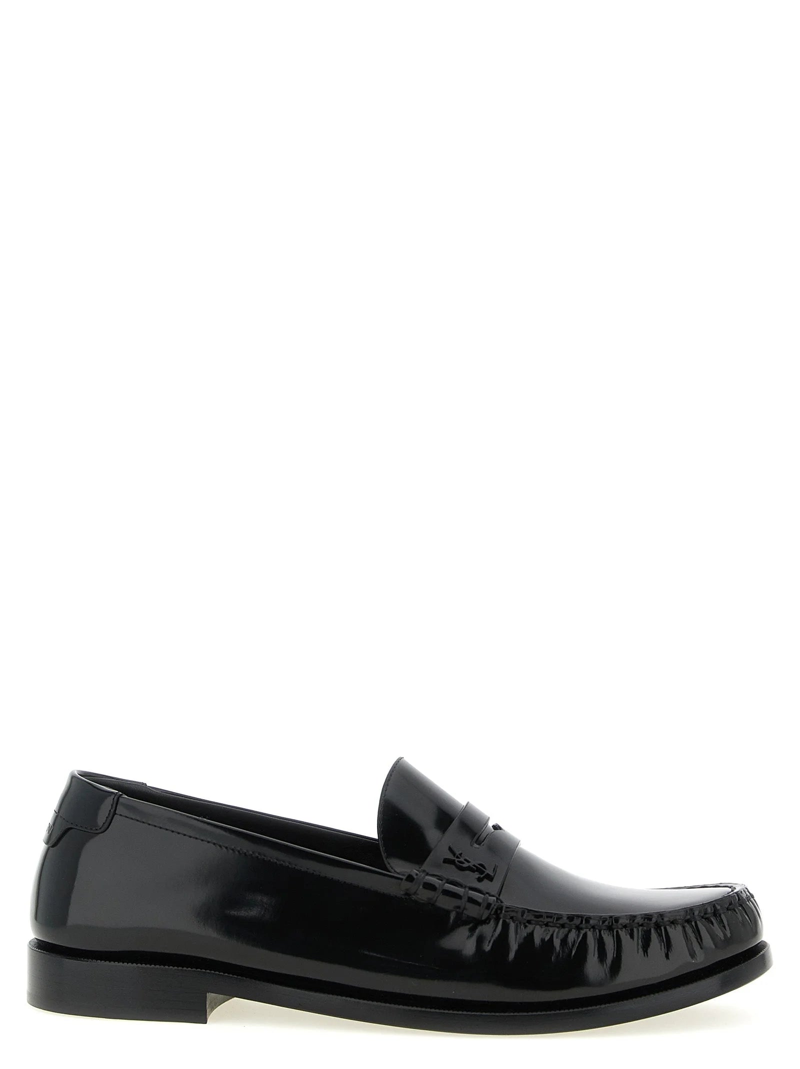 Saint Laurent Black Calfskin Slip-On Loafers