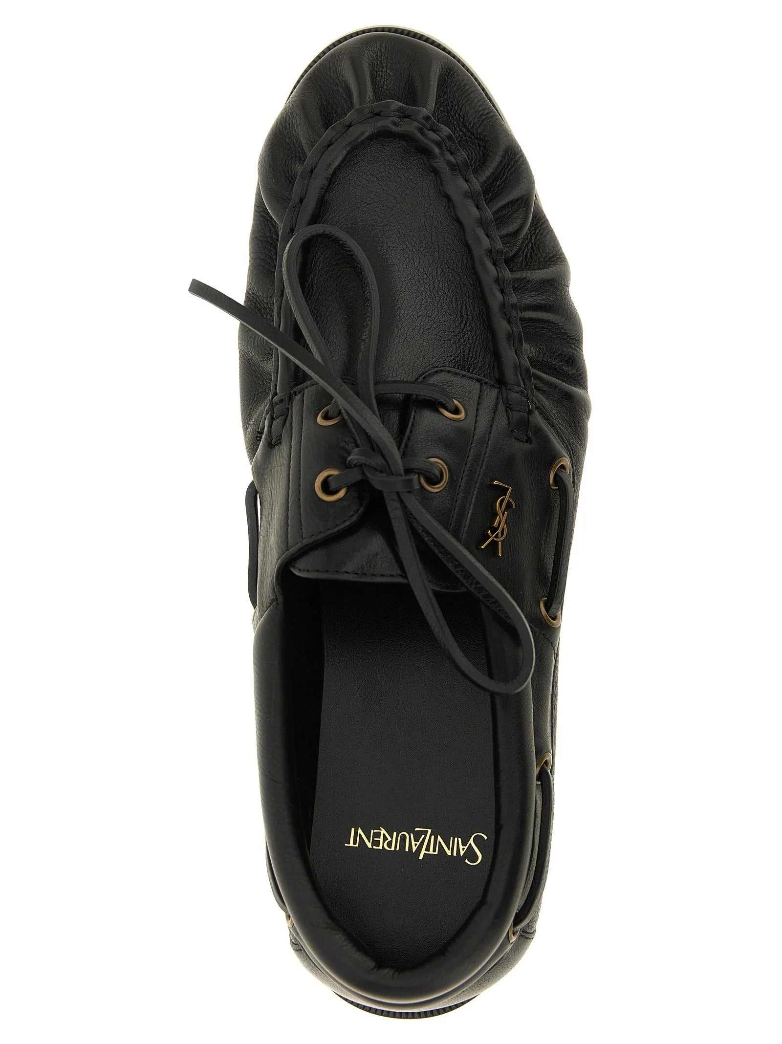 Saint Laurent svarte kalveskinns slip-on loafers