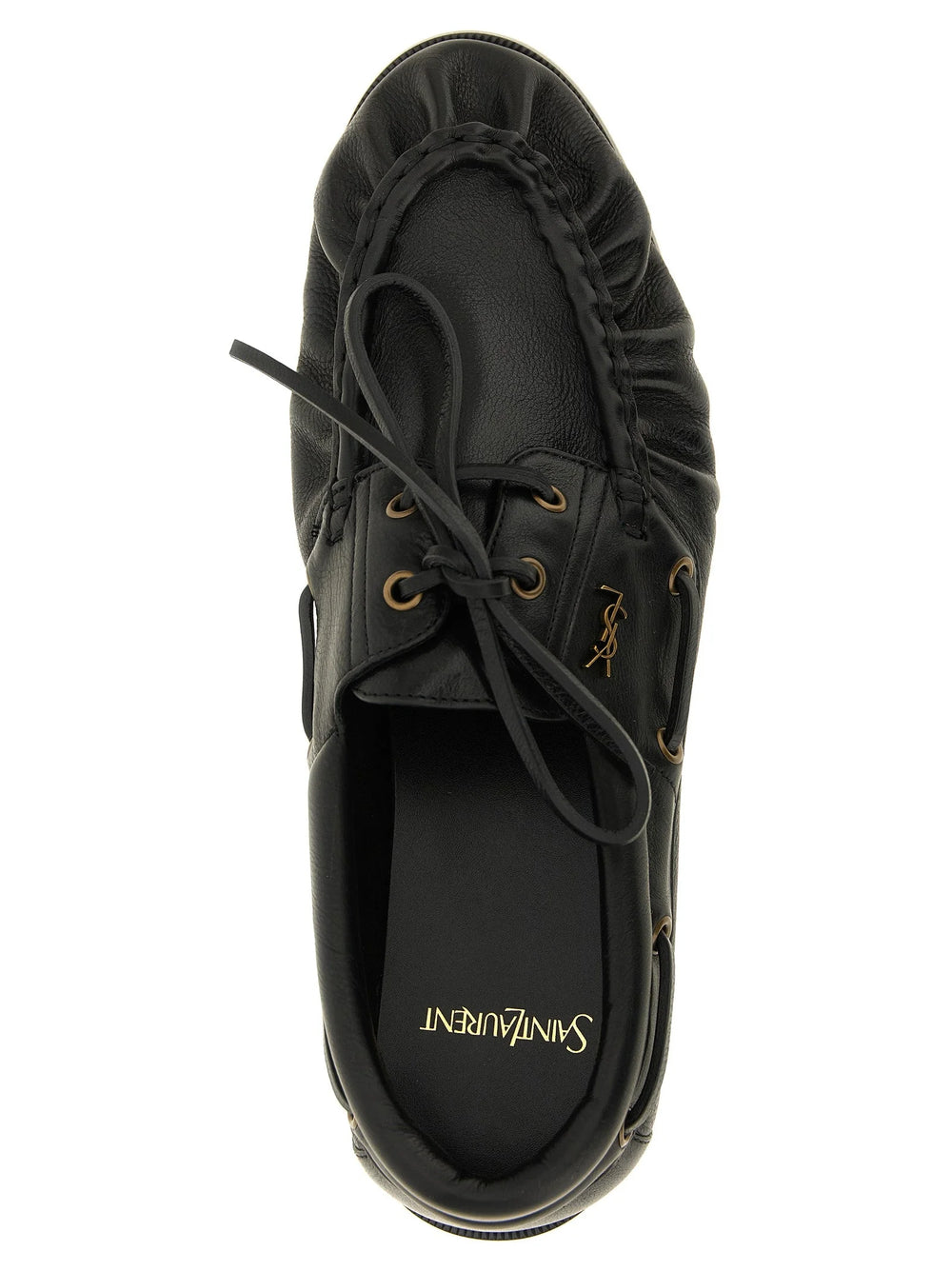 Saint Laurent svarte kalveskinns slip-on loafers
