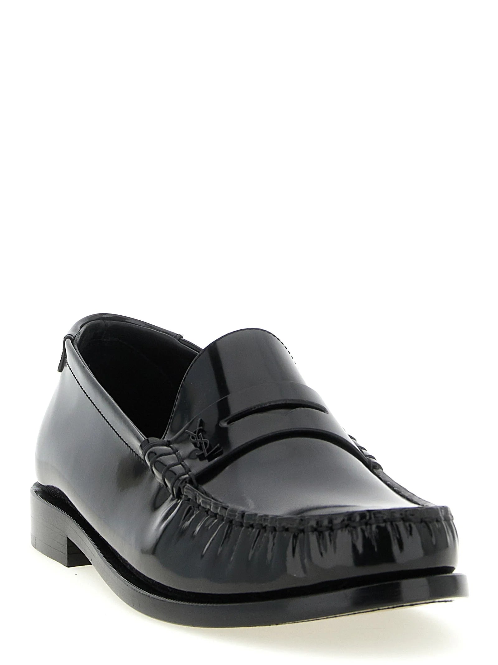 Saint Laurent Black Calfskin Slip-On Loafers