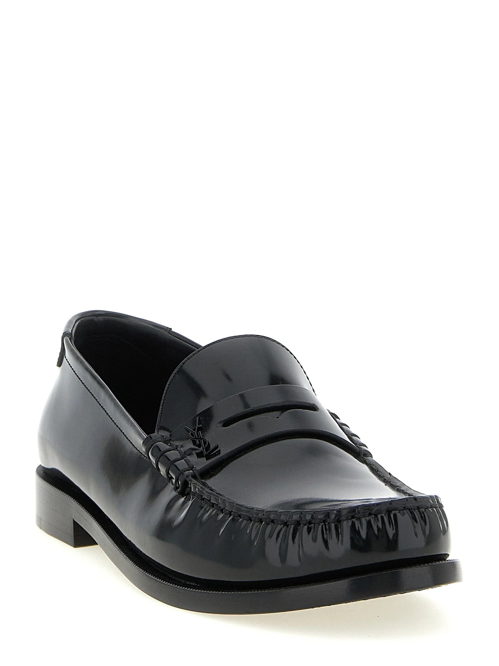 Saint Laurent Black Calfskin Slip-On Loafers - EU 40 | US 7