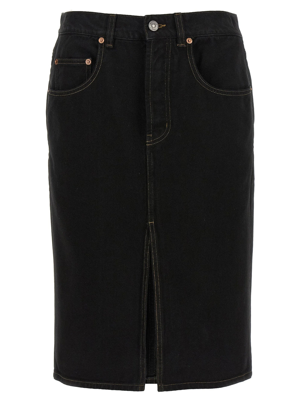 Saint Laurent Black Cotton Midi Skirt