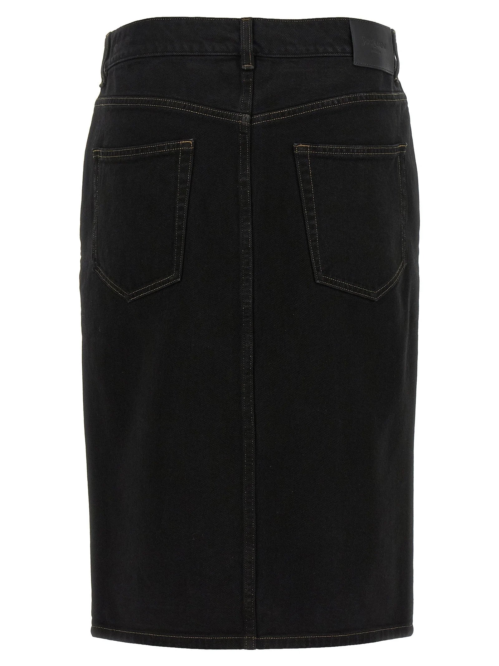 Saint Laurent Black Cotton Midi Skirt