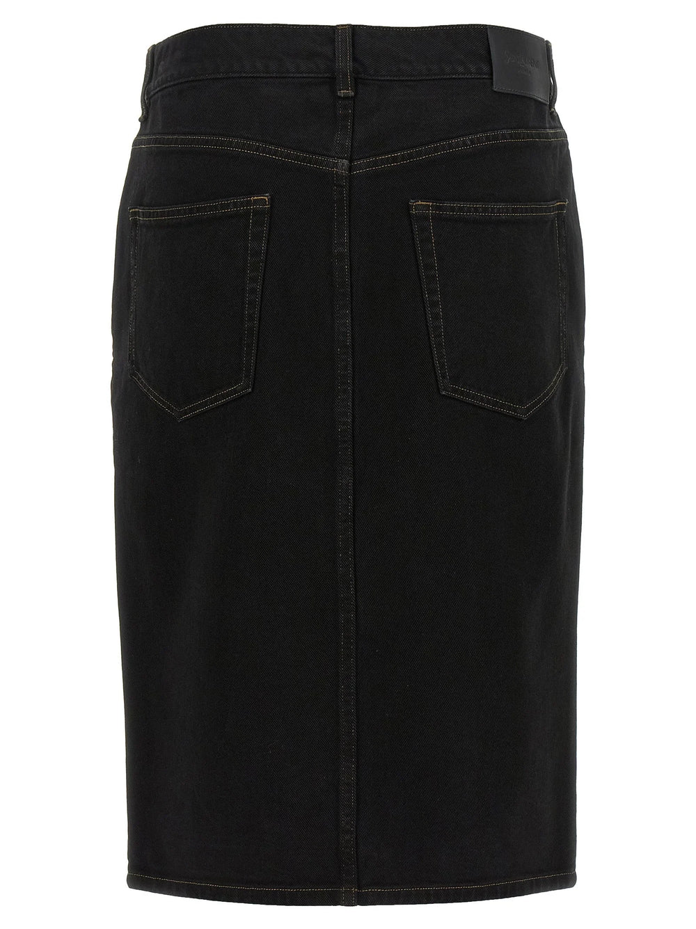 Saint Laurent Black Cotton Midi Skirt
