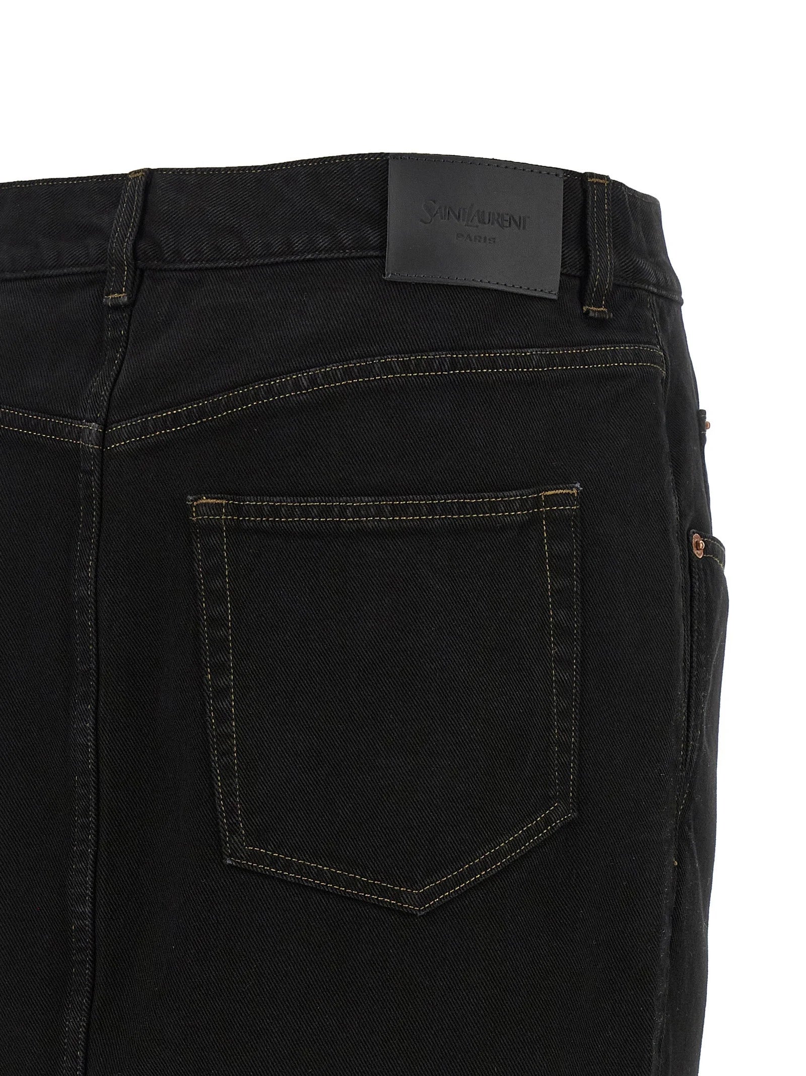 Saint Laurent Black Cotton Midi Skirt