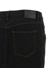 Saint Laurent Black Cotton Midi Skirt