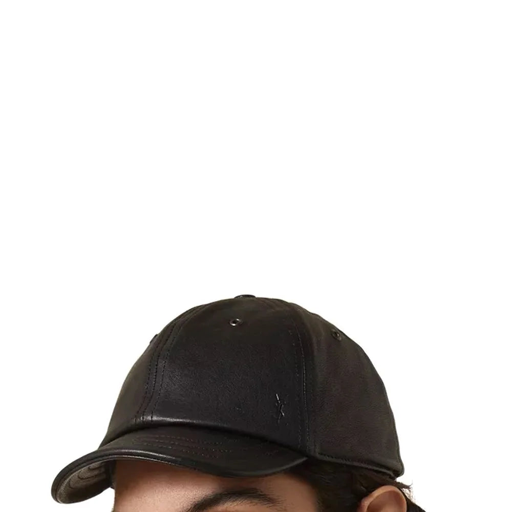 Saint Laurent Black Lamb Leather Cap (Baseball Hat) - 59 cm|L