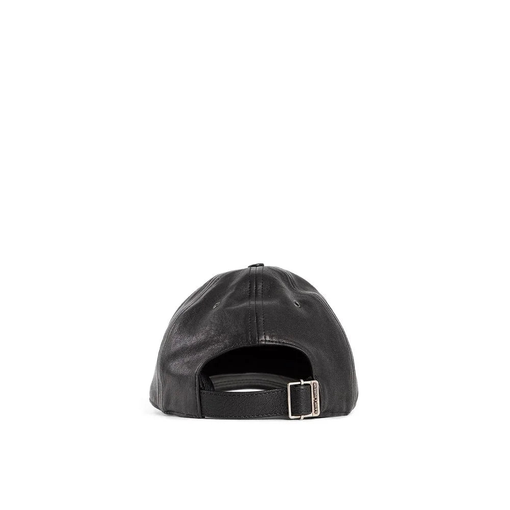 Saint Laurent Black Lamb Leather Cap (Baseball Hat) - 59 cm|L