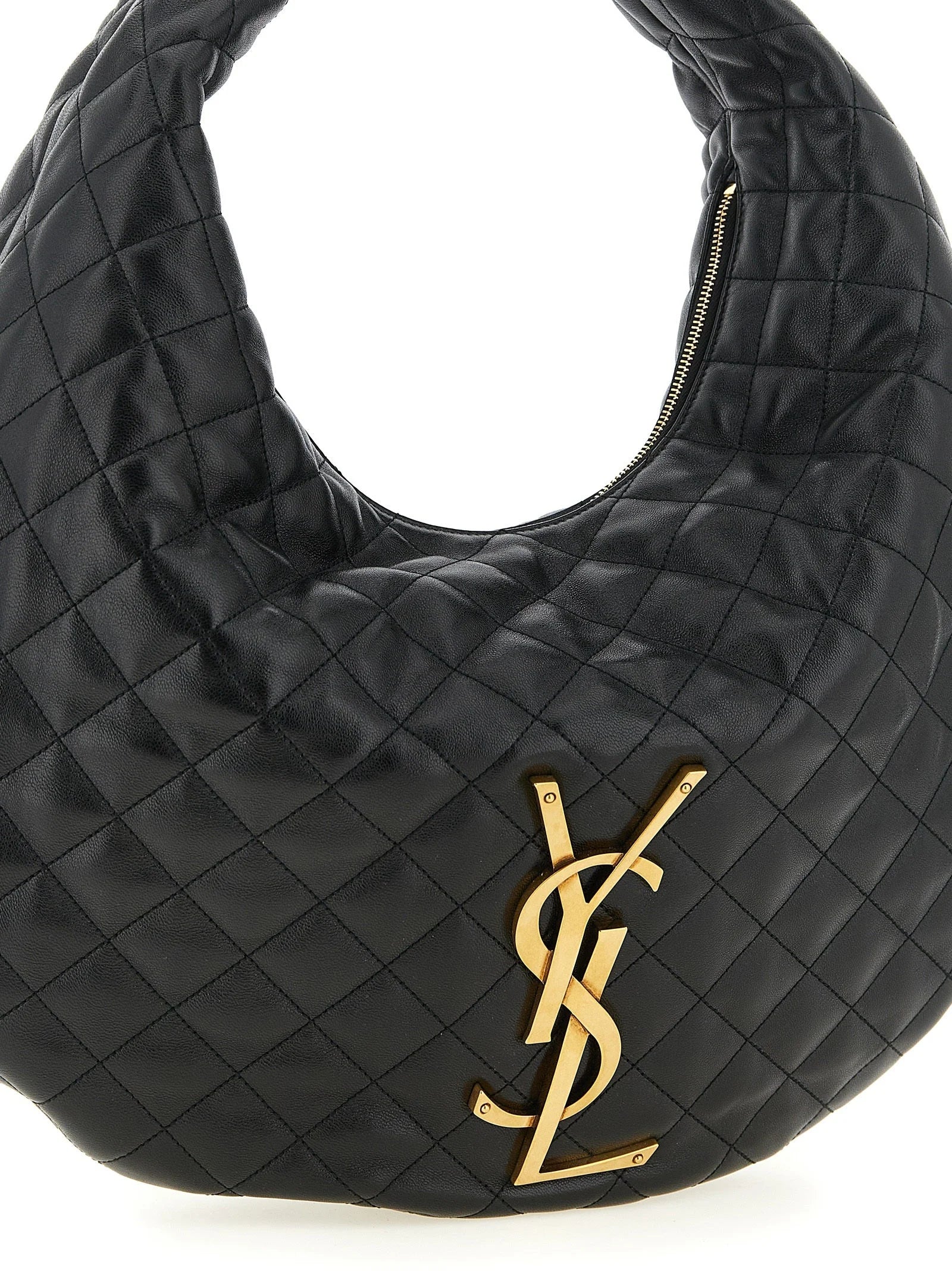 Sac à épaule en cuir d'agneau noir Saint Laurent
