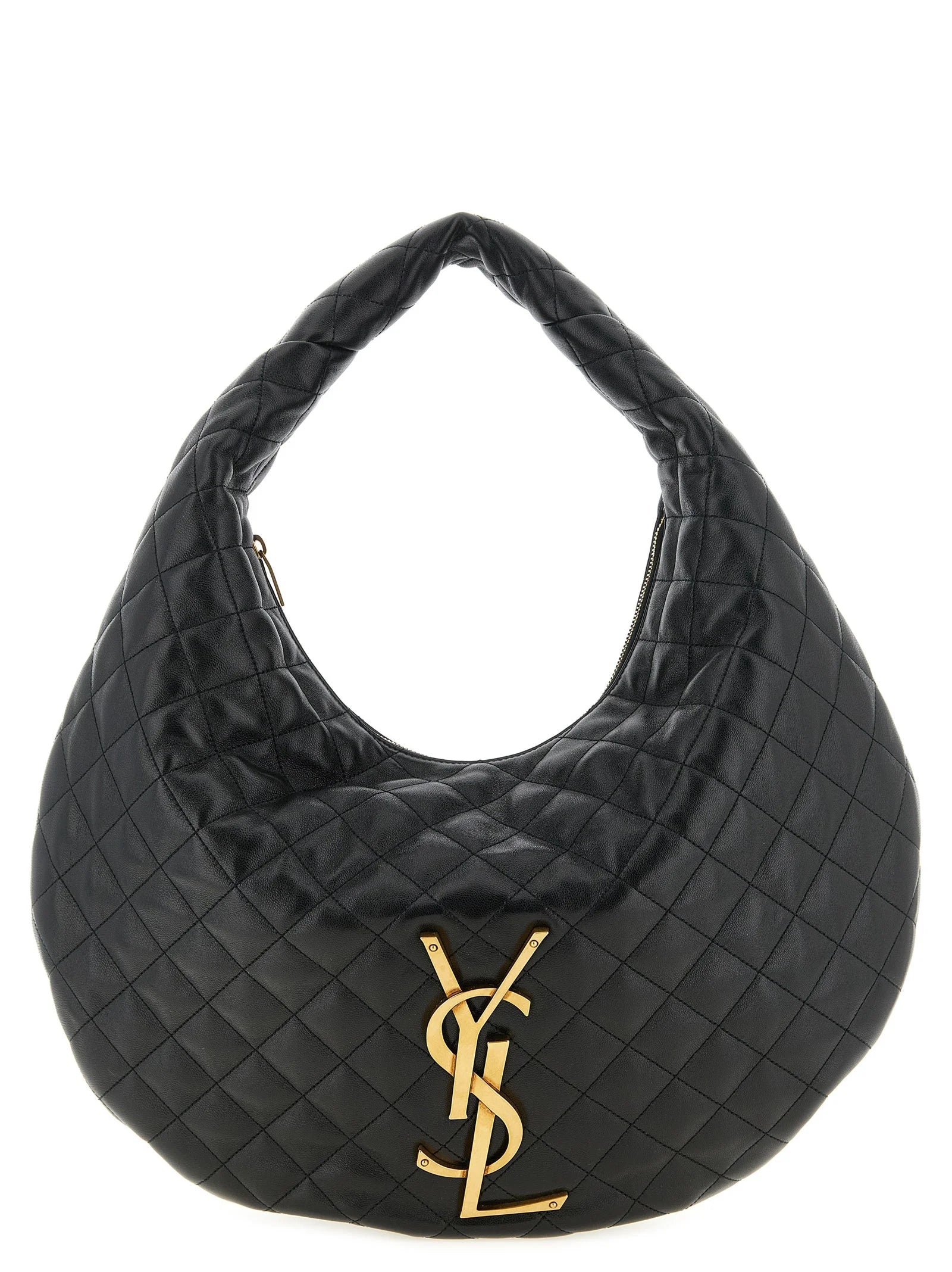 Sac à épaule en cuir d'agneau noir Saint Laurent