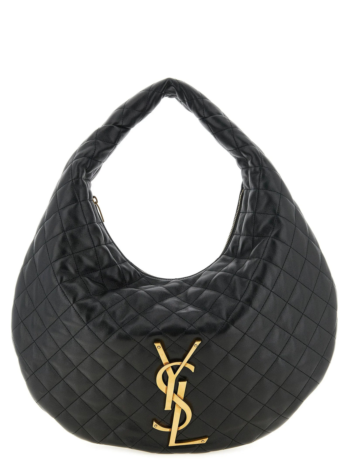 Sac à épaule en cuir d'agneau noir Saint Laurent