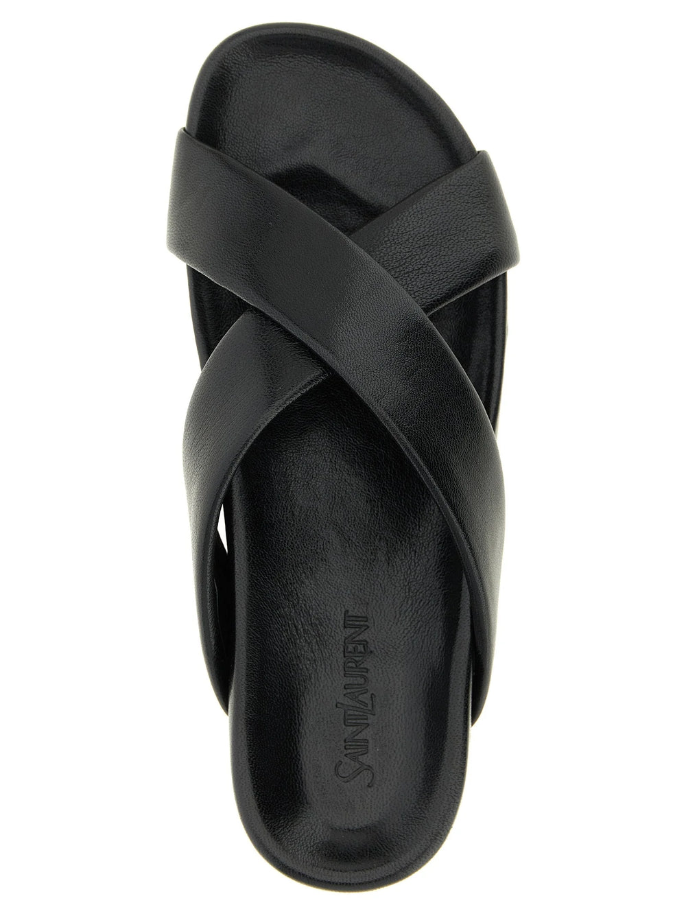 Saint Laurent Black Lamb Leather Slides - EU45/US12