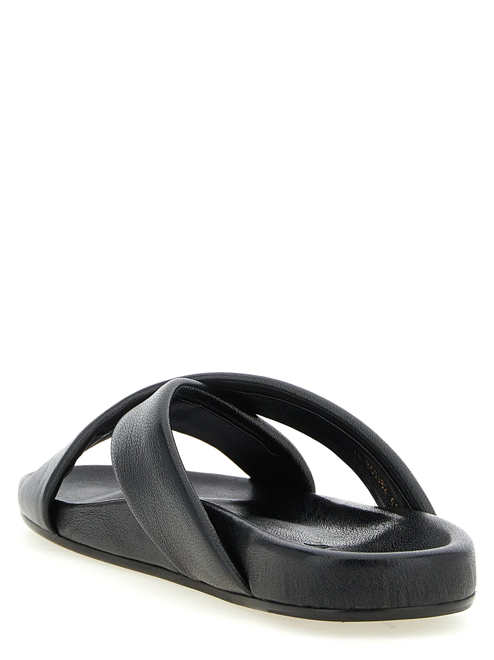 Saint Laurent Black Lamb Leather Slides - EU45/US12