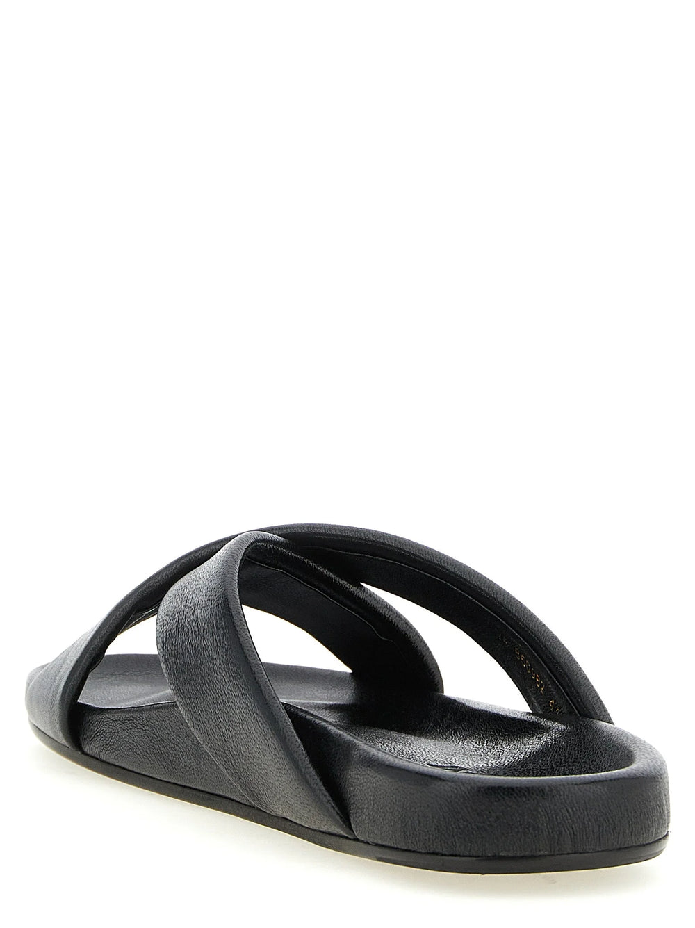 Saint Laurent Black Lamb Leather Slides - EU45/US12