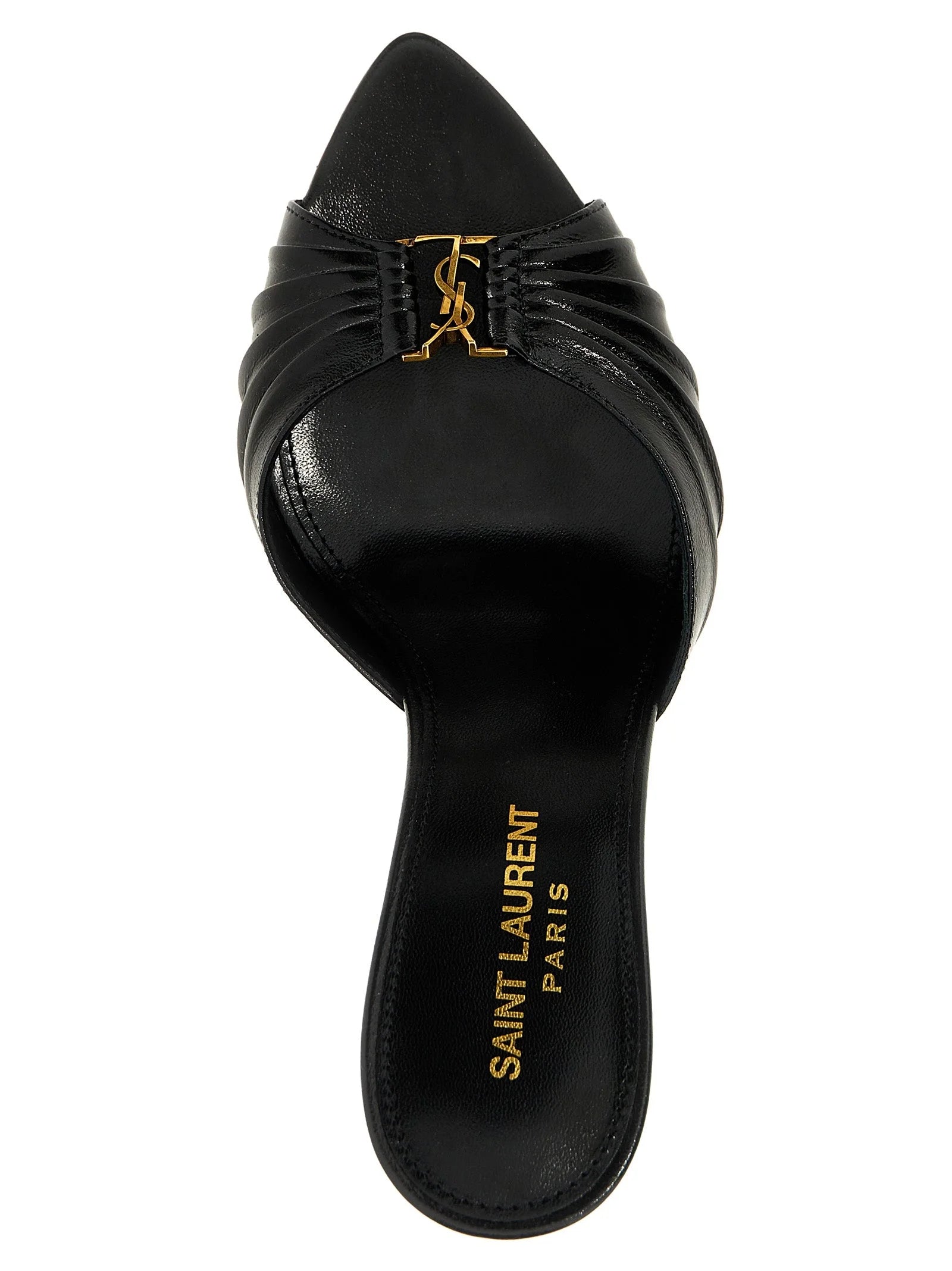 Saint Laurent Black Lamb Leather Stiletto Heel Sandals - EU39.5/US9.5