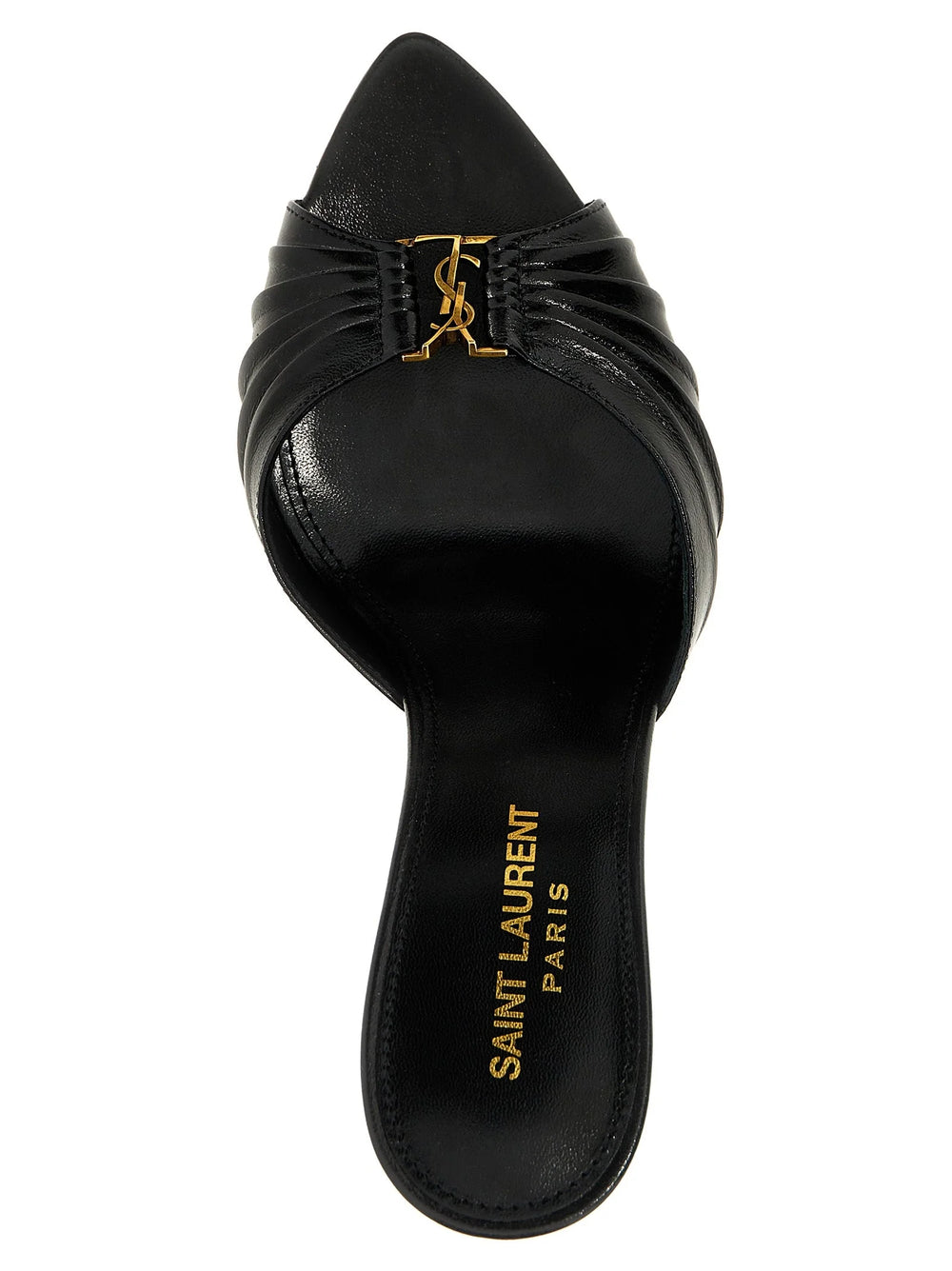Saint Laurent Black Lamb Leather Stiletto Heel Sandals - EU39.5/US9.5