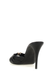 Saint Laurent Black Lamb Leather Stiletto Heel Sandals - EU39.5/US9.5